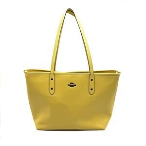Coach City Zip Tote Crossgrain Leather Sunflower Yellow/Gunmetal F58846